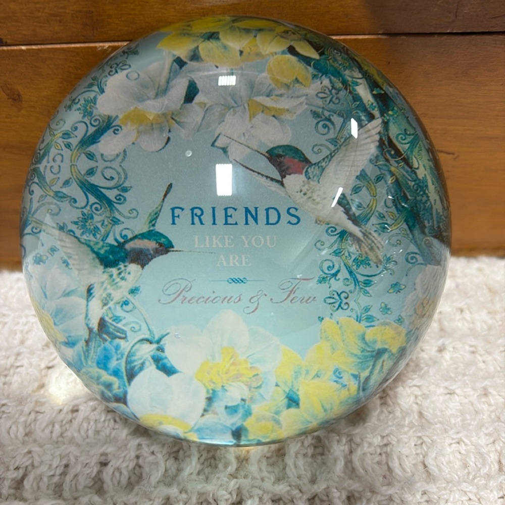 GIFTCRAFT BELLA BOUTIQUE FLORAL Birds 3" GLASS  Dome PAPERWEIGHT